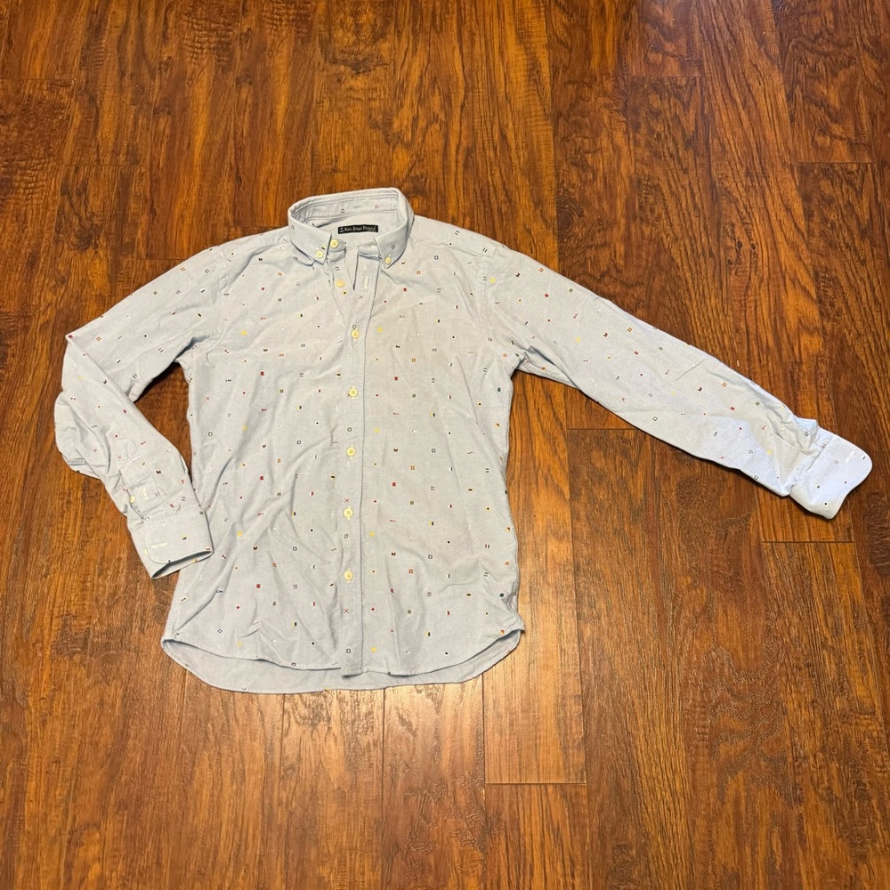 KJP Kiel James Patrick Signal Flag Oxford Shirt Blue Small S Made in USA